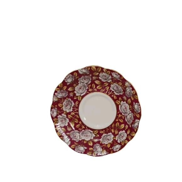 Royal Albert 1 SAUCER Merrie England Series Balmoral Dark Red ROSES Replacement - Picture 7 of 8